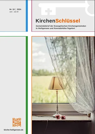 Lampe und Spitzenvorhang am Fensterbrett, Kirchenbrief-Titel.