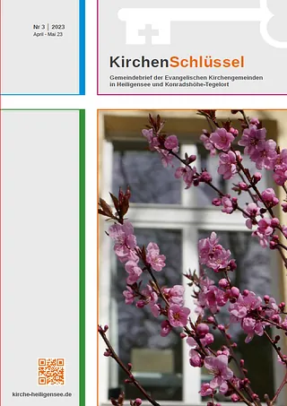 Rosa Blüten vor einem Fenster; Kirchenbrief-Titel.